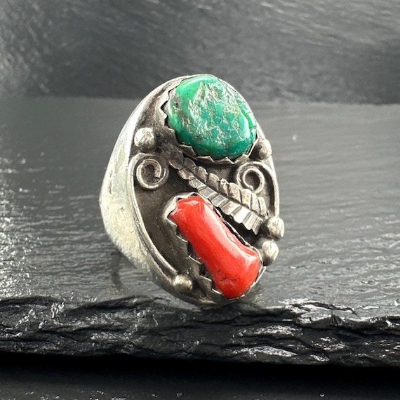 Silver Statement Ring: Native American Turquoise … - image 4