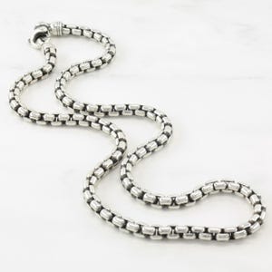 Vintage Italy Box Chain Sterling Silver 5mm Necklace