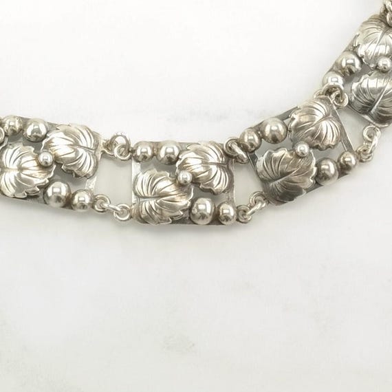 Vintage Danish Sterling Silver Leaf Chain Art Nouveau Necklace