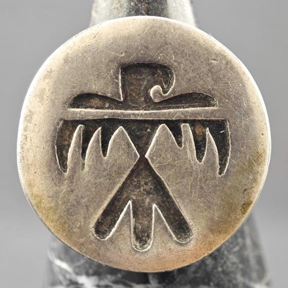 Native American Silver Ring Overlay Eagle Sterlin… - image 1