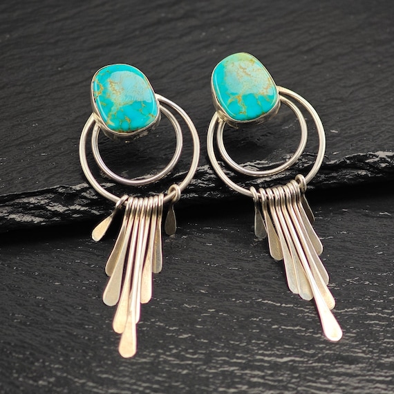 Vintage Navajo Turquoise Sterling Silver Stud Earrings