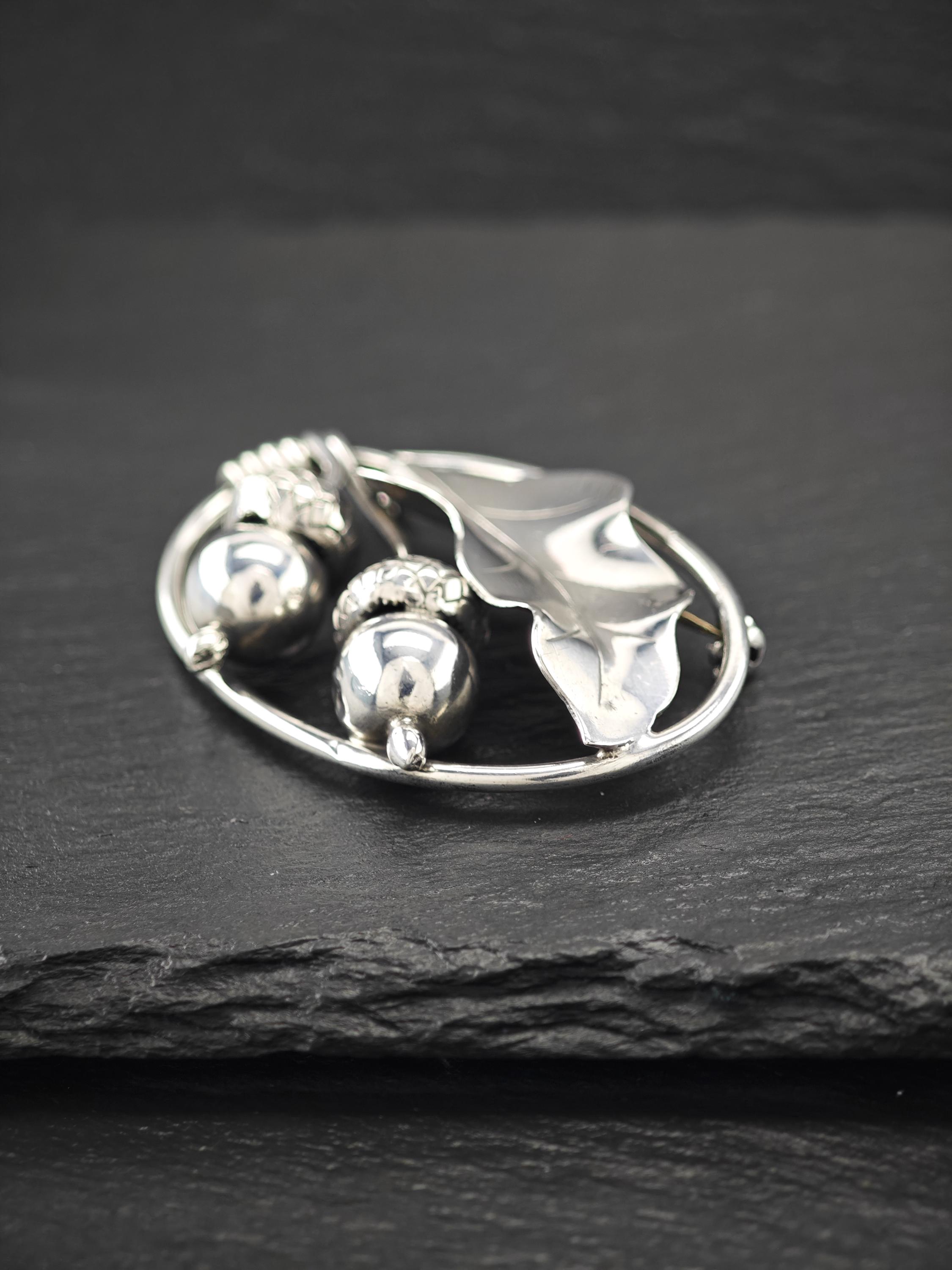 Georg Jensen 105, Acorn Brooch Sterling Silver - Etsy Israel