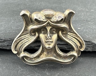 1890 年代の美しいアール ヌーボー スターリング レディ 渦巻く髪 Kerr