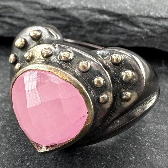 By Sevan Oxidized Sterling Silver Ring Pink Chalc… - image 1