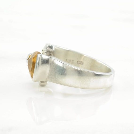 Vintage Sterling Silver Ring Citrine 14K Gold Acc… - image 5