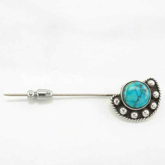 Sterling Silver Brooch: Native American Turquoise - Handmade Southwest View 4