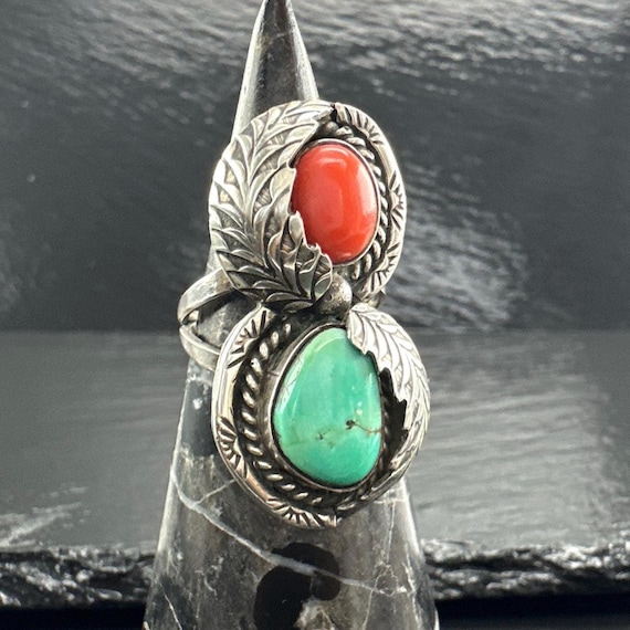 Silver Statement Ring: Native American Turquoise … - image 1