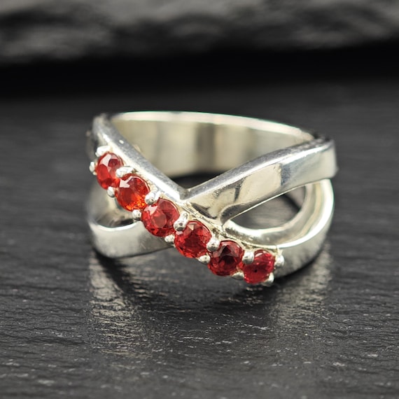 Sterling Silver Ring: Red Lab Ruby Center - Size … - image 3