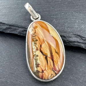 Vintage Modernist Jasper Sterling Silver Pendant