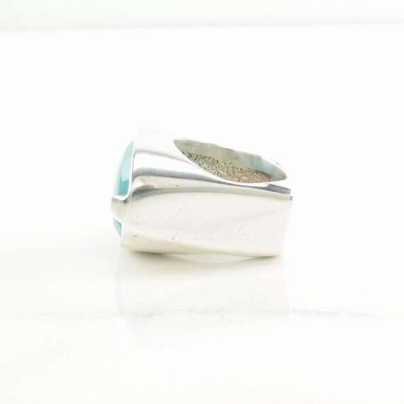 Sterling Silver Ring, Square Created Turquoise Si… - image 8