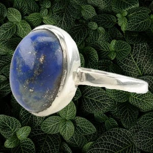 Vintage Sterling Silver Ring Lapis Lazuli Solitaire Blue Size 8