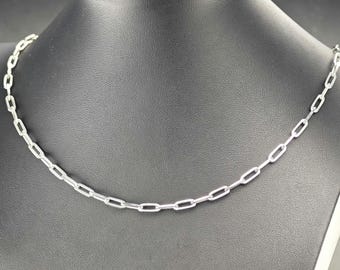 Vintage Italy Sterling Silver Paperclip 24&quot; 4mm Necklace
