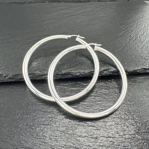Sterling Silver 5mm Wide Earrings Hoop 2 7/8&quot;