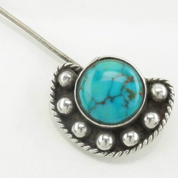 Sterling Silver Brooch: Native American Turquoise - Handmade Southwest View 2
