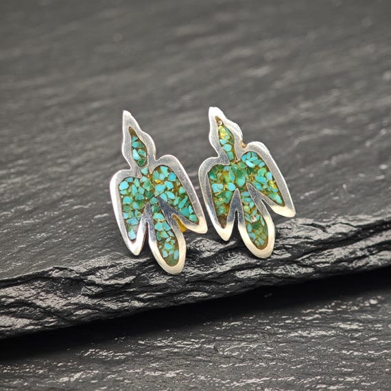 Native American Green Inlay, Turquoise Thunderbir… - image 3