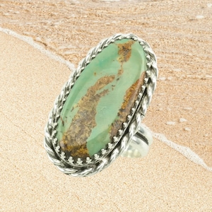 Vintage Southwest Silver Ring Turquoise Large Sterling Green Size 9