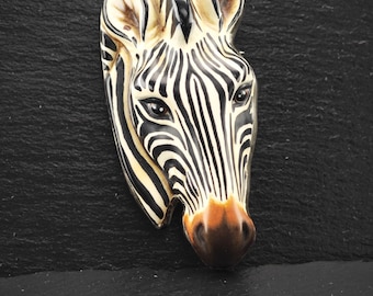 Vintage Sergio Bustamante Sterling Silver Brooch Pendant Zebra