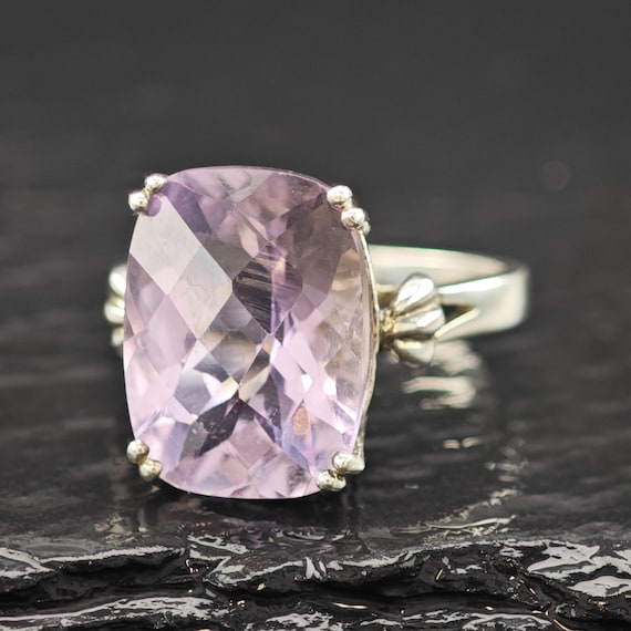 Amethyst Statement Ring: Large Square Cut - Sterl… - image 4