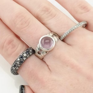 Vintage Sterling Silver Ring Amethyst Solitaire Purple Size 6 1/2