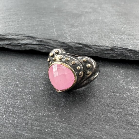 By Sevan Oxidized Sterling Silver Ring Pink Chalc… - image 5