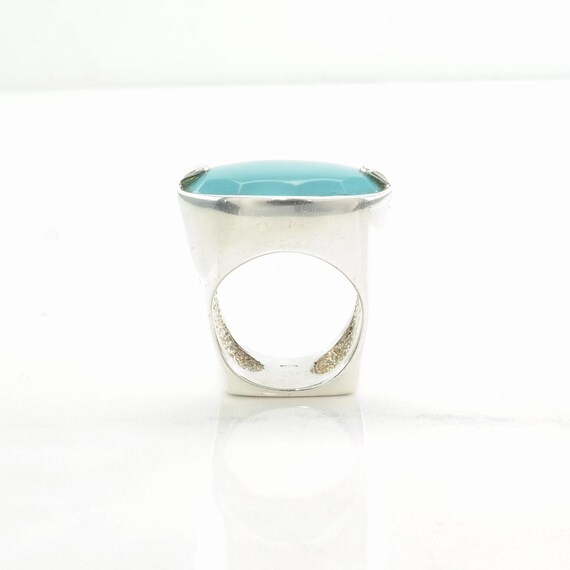 Sterling Silver Ring, Square Created Turquoise Si… - image 4
