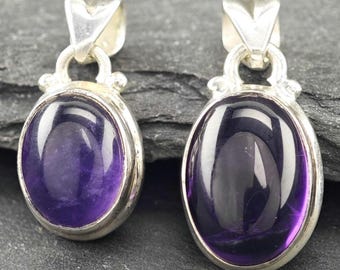 Choice of Vintage Modernist Amethyst Oval Sterling Silver Pendant