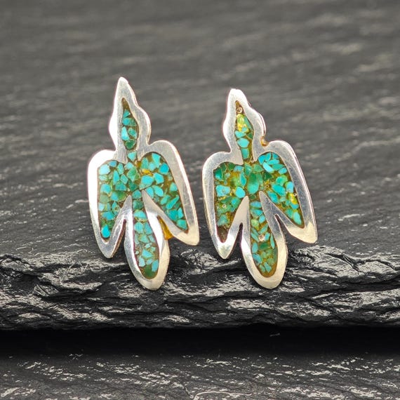 Native American Green Inlay, Turquoise Thunderbir… - image 1