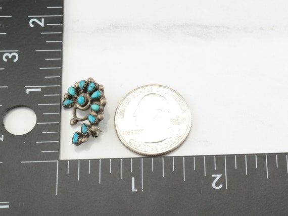 Zuni Sterling Silver Turquoise Brooch Pendant - image 3