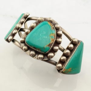 Bracciale rigido in argento con pegno antico dei nativi americani, turchese Kings Manassa, 6 1/2" immagine 7