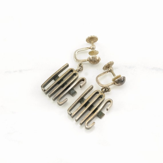 Sterling Silver "LMC" Modernist Earrings Screw Ba… - image 1