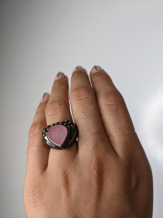 By Sevan Oxidized Sterling Silver Ring Pink Chalc… - image 2
