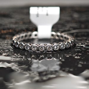 Vintage Pandora Sterling Silver Ring, Eternity Band, CZ Stackable Size 9 1/4