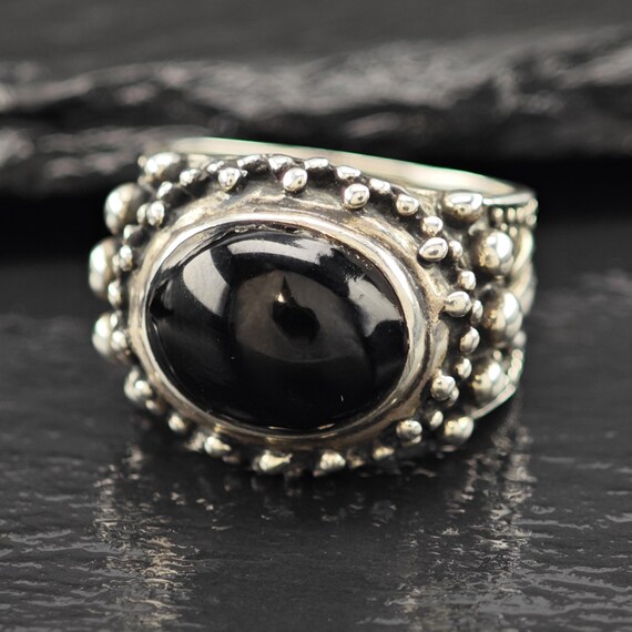 Oval Onyx Ring: Sterling Silver Statement Jewelry… - image 3