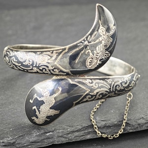 Silver Bangle Bracelet Niello Siam