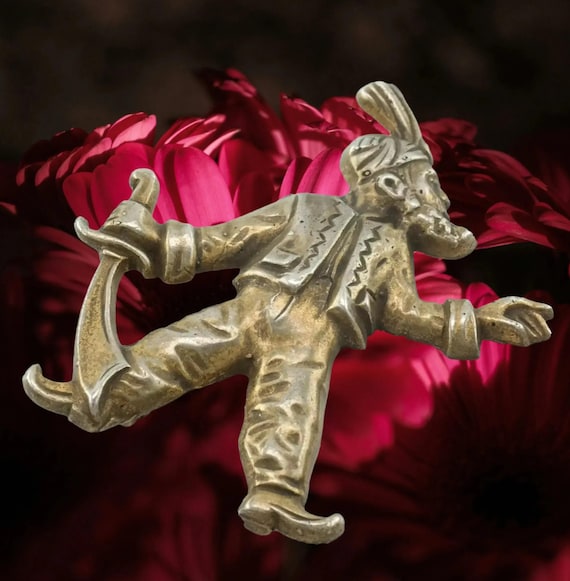 Gold Tone Pirate Brooch: Sterling Silver Sinbad Design