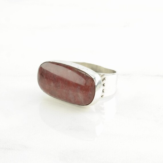 DTR Large Oval Red Agate Silver Ring - Sterling, … - image 8