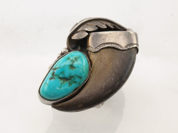 Native American Sterling Silver Ring Turquoise Le… - image 4