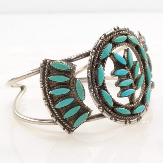 Turquoise Leaf Cuff Bracelet - Native American St… - image 6