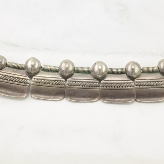 Native American Sterling Cross Choker Bench Stamped Beads