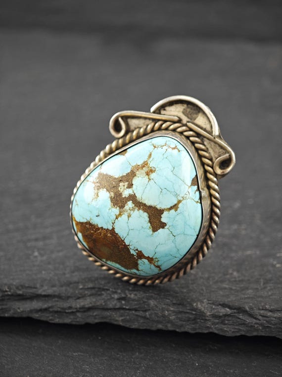 Large Number Eight Turquoise Ring - Native Americ… - image 7