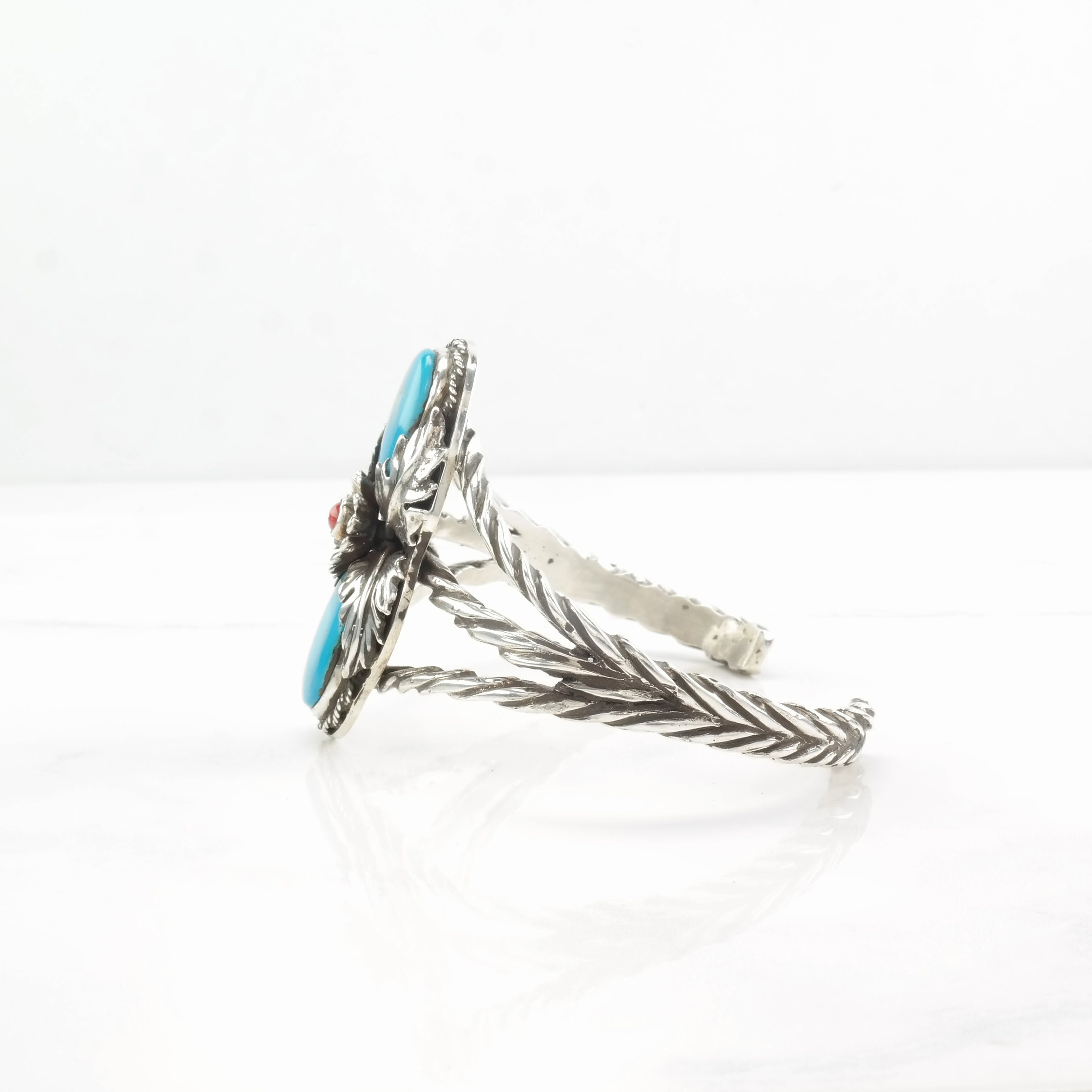 ターコイズコーラルカフブレスレット スターリングシルバー - Etsy 日本