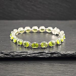Vintage Natural Peridot Bracelet Sterling Silver