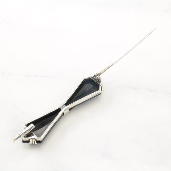 Art Deco Bow Sterling Silver Brooch - image 5