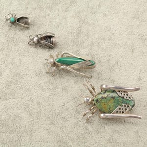 Choice, Native American and Southwest Insect Sterling Silver Brooch Beetle Grasshopper