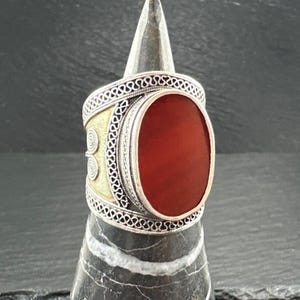 Vintage Sterling Silver Ring Carnelian Size 10 1/2