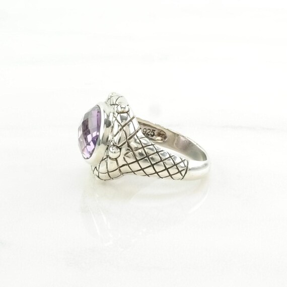 Sterling Silver Ring Created Amethyst Purple Size… - image 5