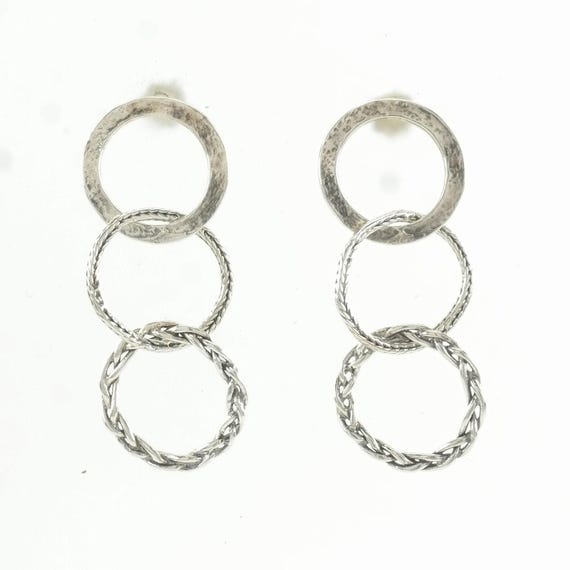 Sterling Silver Earrings, Interlocking Hoops (Isr… - image 5