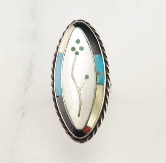 Vintage Native American Silver Ring Turquoise, MO… - image 7