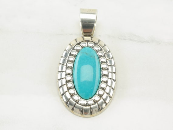 Vintage Turquoise Sterling Silver Pendant by Caro… - image 2