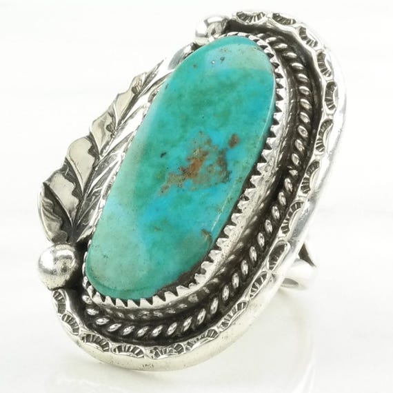 Native American Silver Ring: Large Blue Turquoise… - image 9